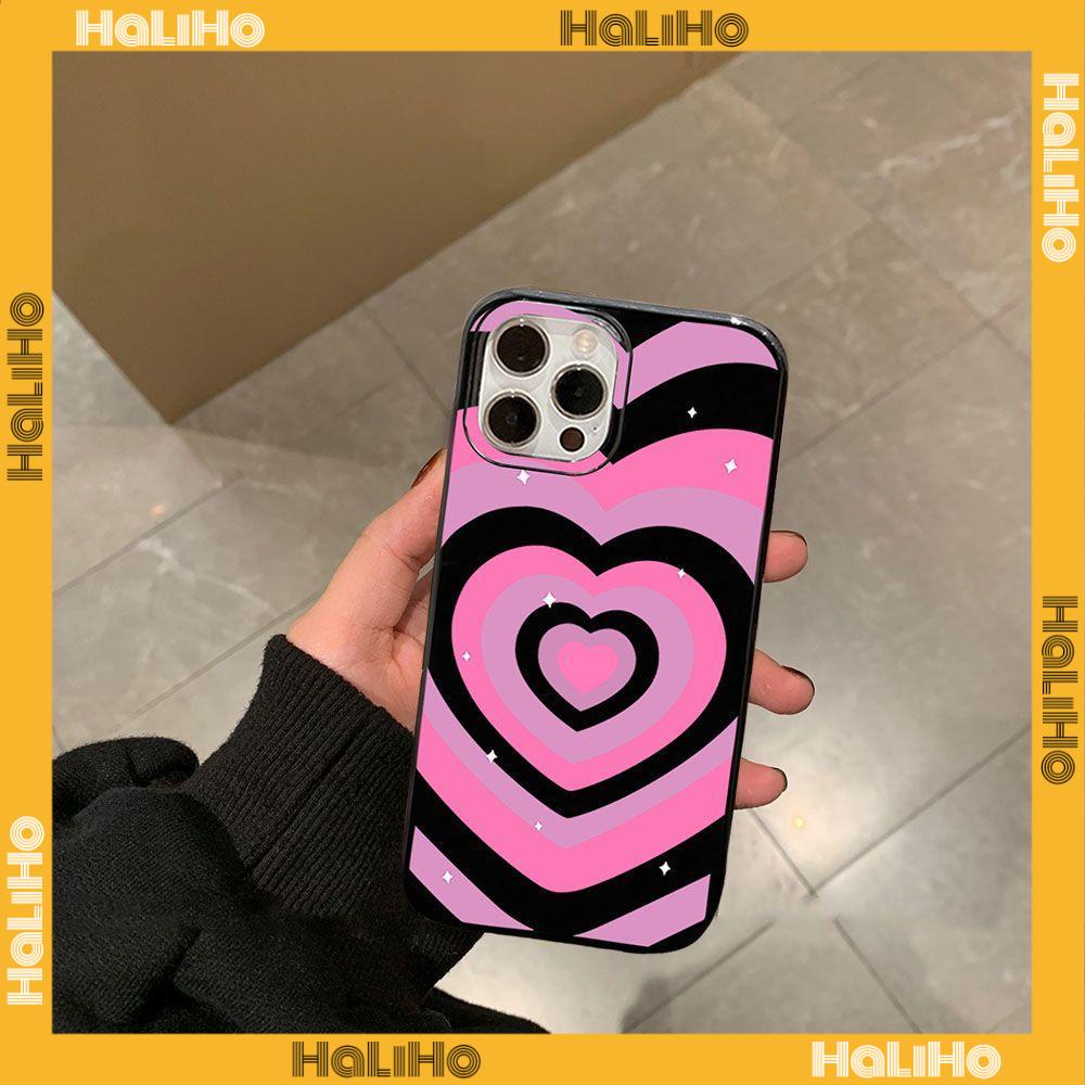 Ốp điện thoại TPU mềm bóng in trái tim hồng bảo vệ chống sốc thích hợp cho iPhone 14 13 12 11 Plus Pro Max 7 Plus X XR