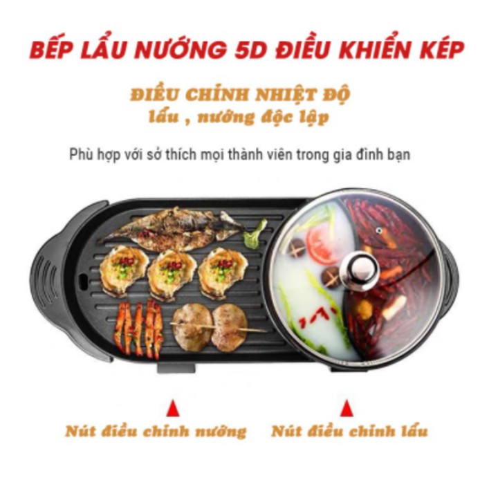 Bếp lẩu nướng 🥘 Nồi Lẩu Nướng Điện 2 Trong 1 Đa Năng🥘 Tiết Kiệm Điện Năng