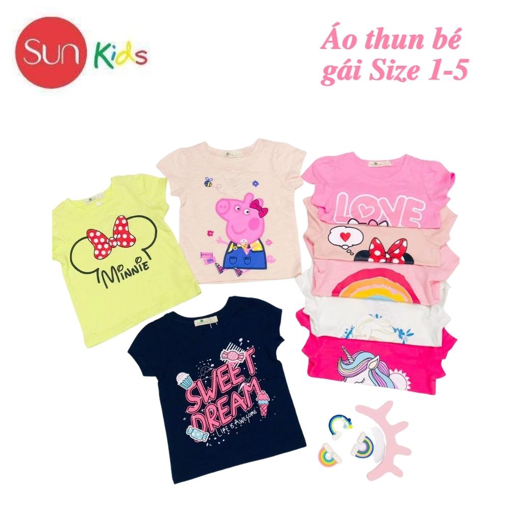 Áo thun cho bé gái, áo phông bé gái chất cotton mềm mát, size 1 - 5 tuổi - SUNKIDS