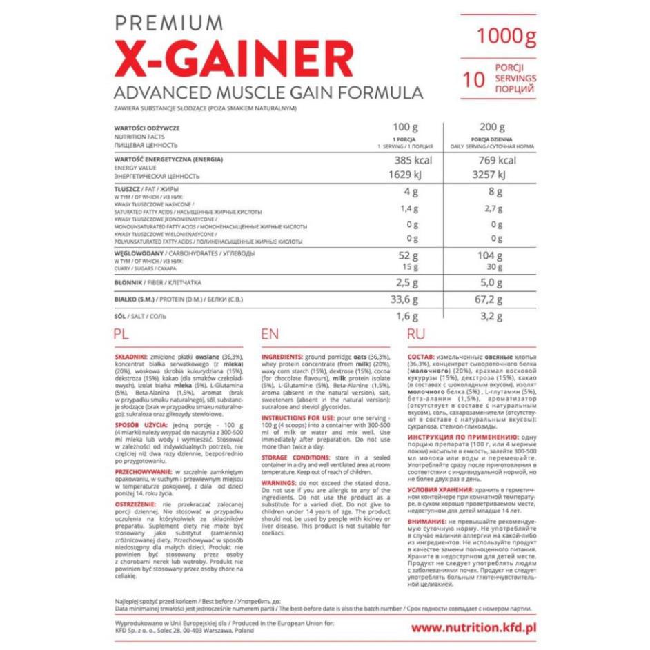 Sample dùng thử.Tăng Cân Tăng Cơ Bắp Hồi Phục Cơ KFD NUTRITION PREMIUM X-GAINER