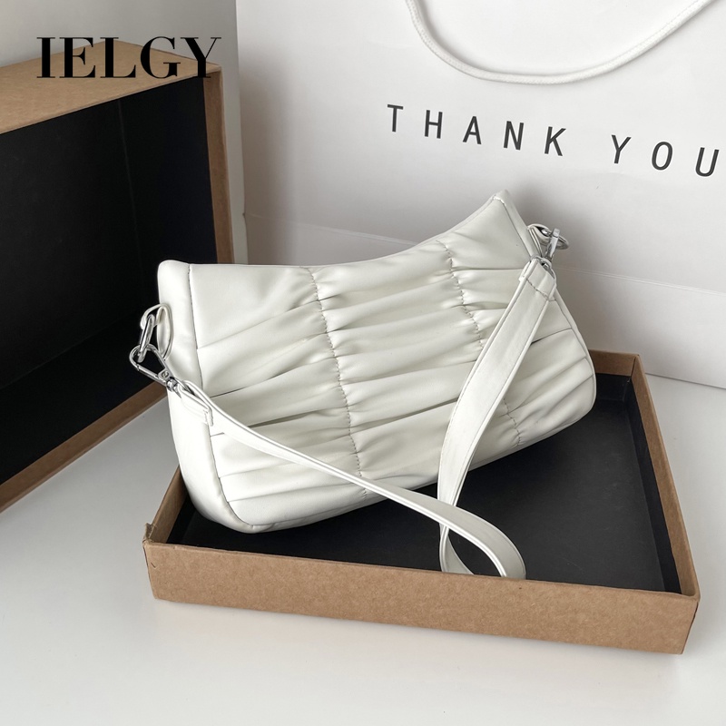 Túi Đeo Vai / Kẹp Nách 2 Ngăn Màu Trắng Phối Dây Xích Thời Trang Cho Nữ IELGY