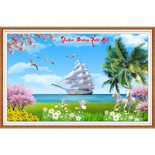 Tranh đính đá thuận buồm xuôi gió 80*53cm VS210 – Tự đính