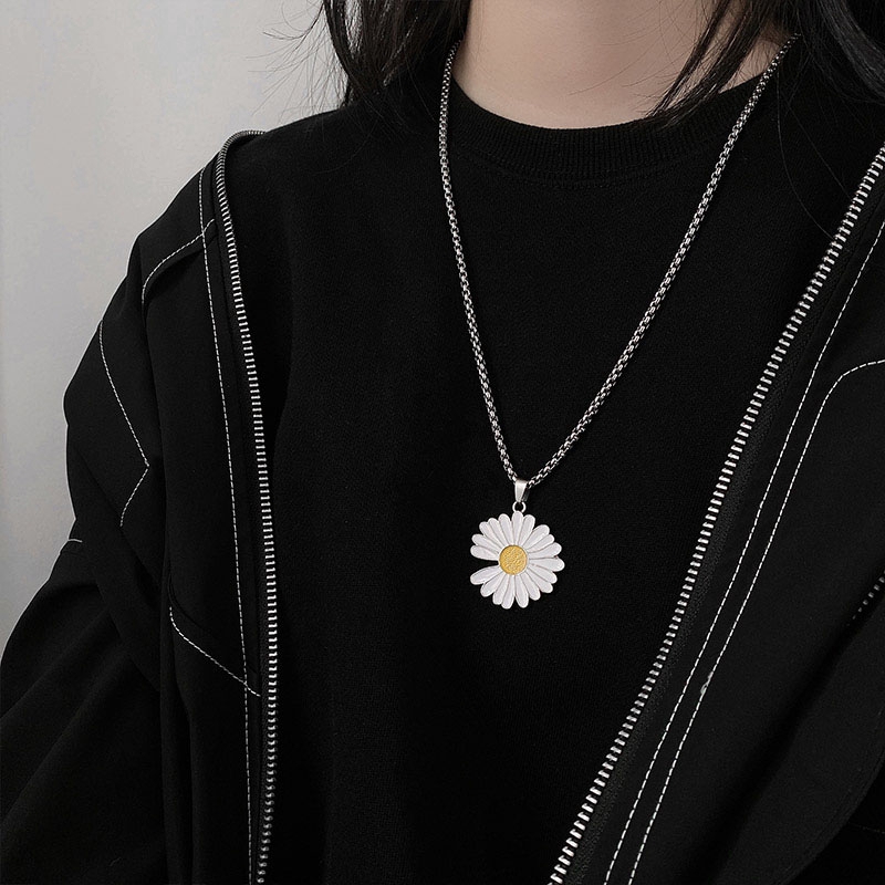 Dây chuyền mặt hình hoa cúc phong cách GD Hàn Quốc thời trang cho nam nữ