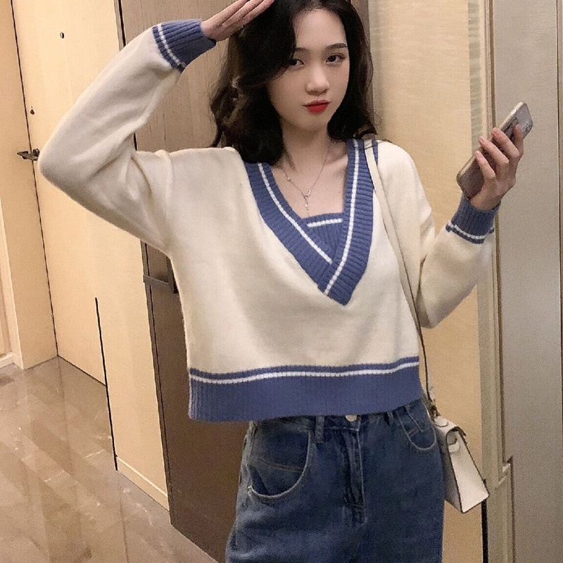 Áo Sweater Dệt Kim Dáng Rộng Thiết Kế Xinh Xắn Cho Nữ