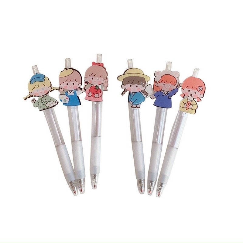 Bút Bi Dễ Thương ⚡️SIÊU KUTE⚡️ Bút Bi Hình Cô Gái Gel Mực Đen 0.5mm