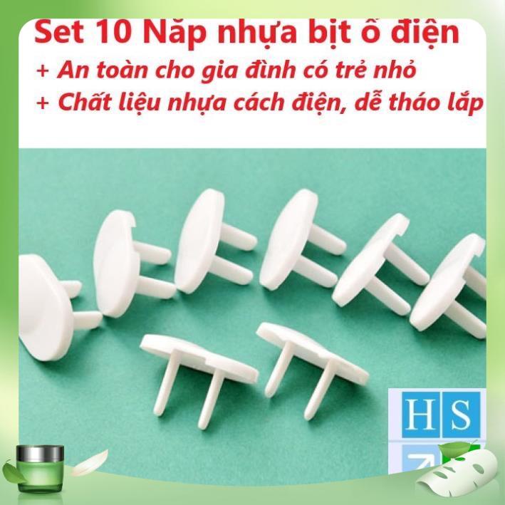 Set 10 nắp Bịt ổ điện an toàn cho bé (Loại 2 chân) bịt lỗ ổ cắm điện cho gia đình có trẻ nhỏ ( HPG 191 )