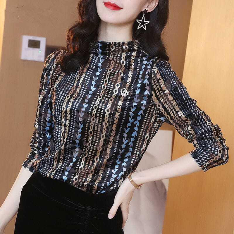 Áo Thun Dài Tay In Họa Tiết Thời Trang Mùa Thu Mới Cho Phụ Nữ Trung Niên