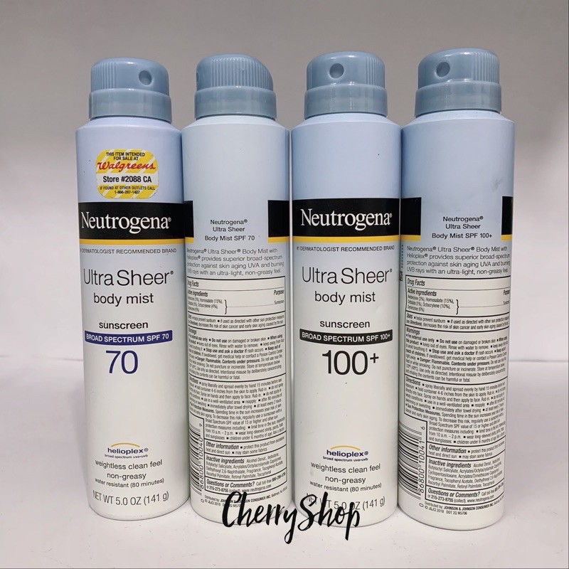 [Mã COS1904 giảm 8% đơn 300K] [Hàng USA/NEW] Xịt chống nắng Neutrogena Ultra Sheer Body Mist 141g mẫu mới | BigBuy360 - bigbuy360.vn