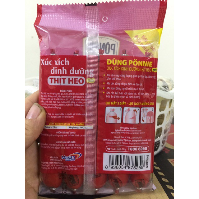 Xúc xích dinh dưỡng thịt heo PONNIE 175G ( 5 câyX 35 G) | BigBuy360 - bigbuy360.vn