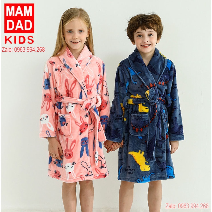 MẪU 2021-Áo Choàng Tắm thương hiệu KIDS MAM & DAD cao cấp cho bé yêu (từ 15-48kg)