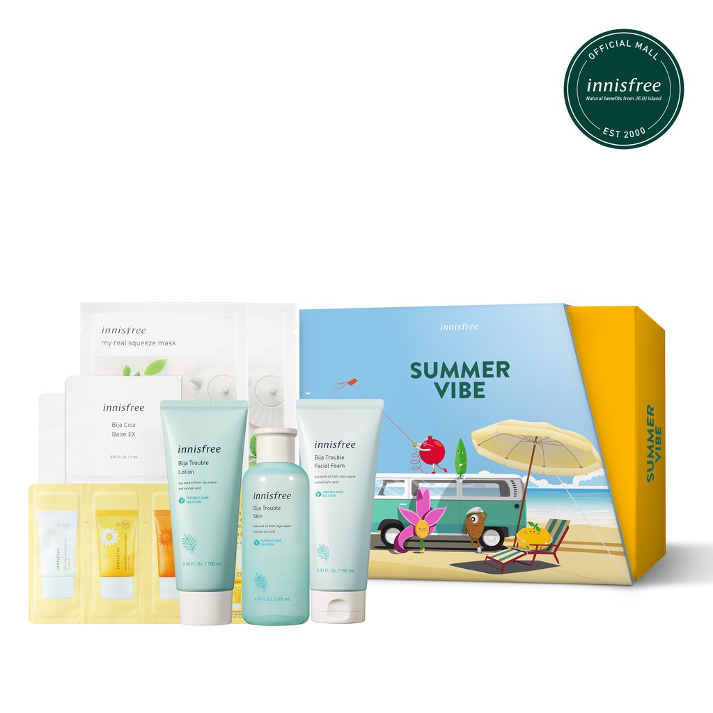 [Phiên bản giới hạn - Summer Vibe Box] Bộ sản phẩm dưỡng và chăm sóc da mụn innisfree Bija Set