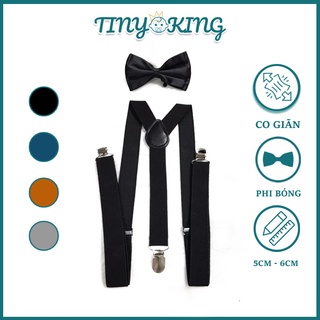 Dây đai chữ Y + nơ đeo cổ nam TINY KING dây đeo yếm quần cao cấp co giãn tốt bản 2.5cm (M01+X05)