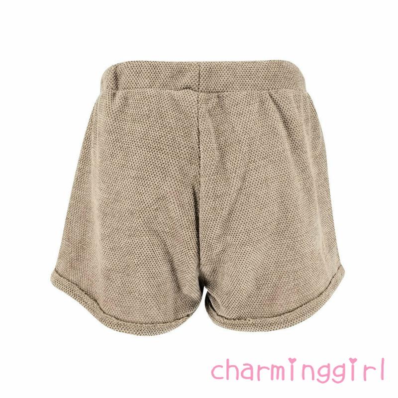 Quần short lưng thun co giãn màu trơn thiết kế rút dây thời trang mùa hè cho nữ