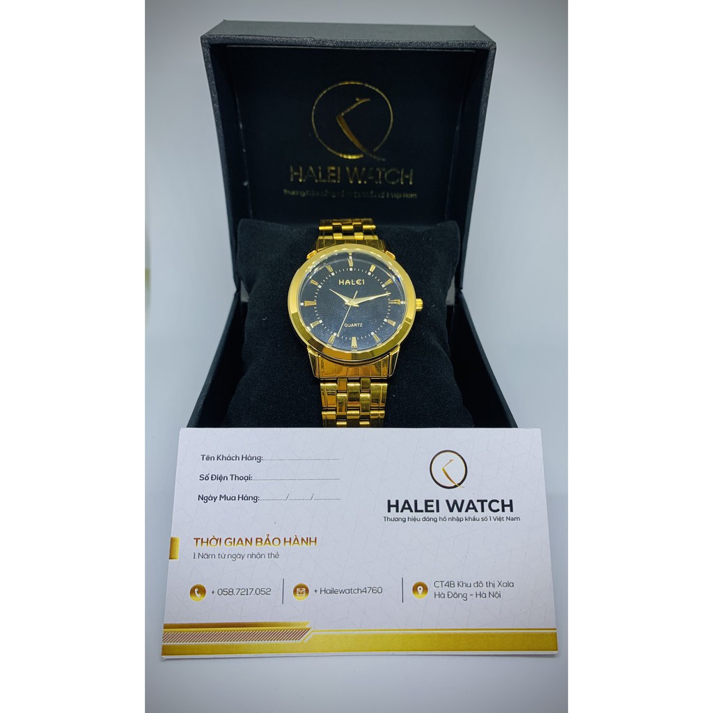 Đồng Hồ Nam HALEI WATCH Dây trắng mặt xanh, dây vàng mặt đen , dây vàng mặt trăng , Chống nước chống xước | BigBuy360 - bigbuy360.vn