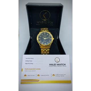 Đồng Hồ Nam HALEI WATCH Dây trắng mặt xanh, dây vàng mặt đen , dây vàng mặt trăng , Chống nước chống xước