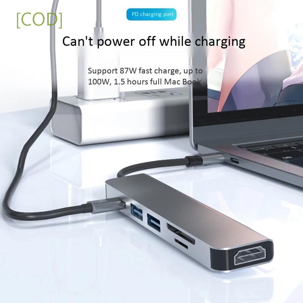 Hub chuyển đổi USB 3.0 kép hỗ trợ đọc thẻ nhớ TF/ SD 6 trong 1 4K HDMI đa năng dành cho notebook