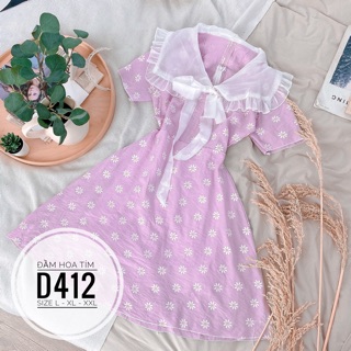 Bigsize Đầm hoa tím D412