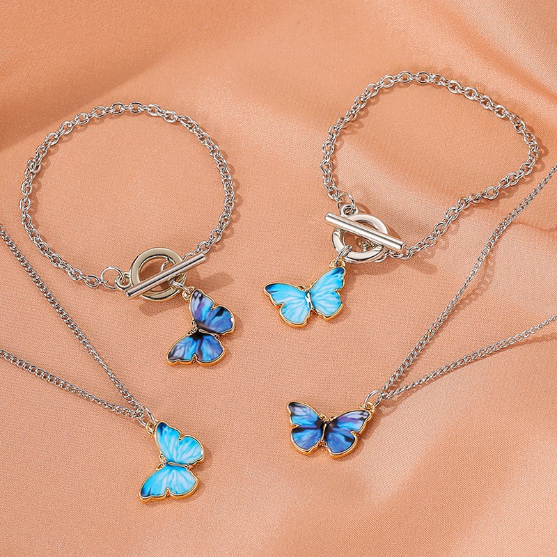 Vòng Tay/Dây Chuyền Mặt Hình Bướm Màu Sắc Tinh Tế Thời Trang Dành Cho Nữ | BigBuy360 - bigbuy360.vn