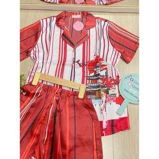 Bộ pyjama đùi lụa latin freesize có túi