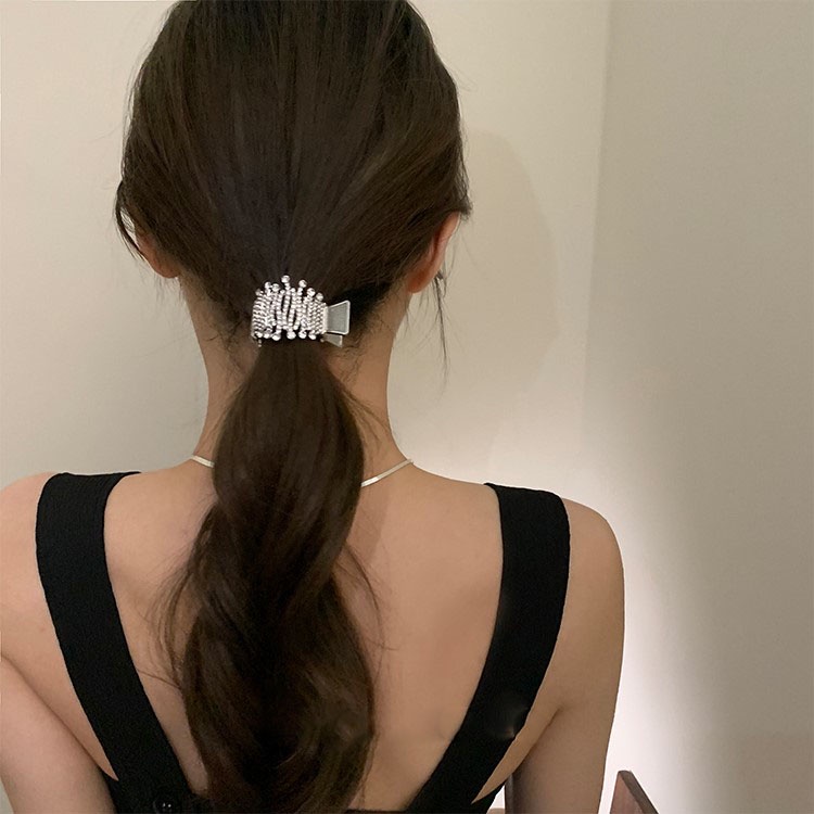 Kẹp Tóc Đính Đá Ngọc Trai Màu Vàng / Bạc Thời Trang Hàn Quốc Chất Lượng Cao