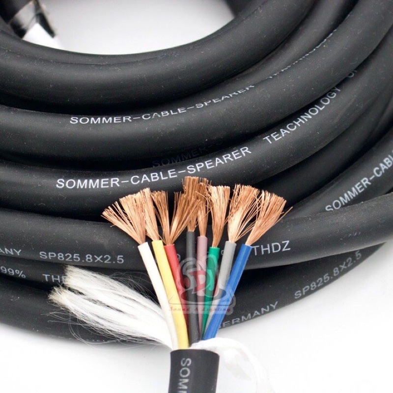 Dây loa 8 ruột 2.5mm dây đông nguyên chất dây dẻo mềm dây sommer germany cuộn 100m, dây loa sommer