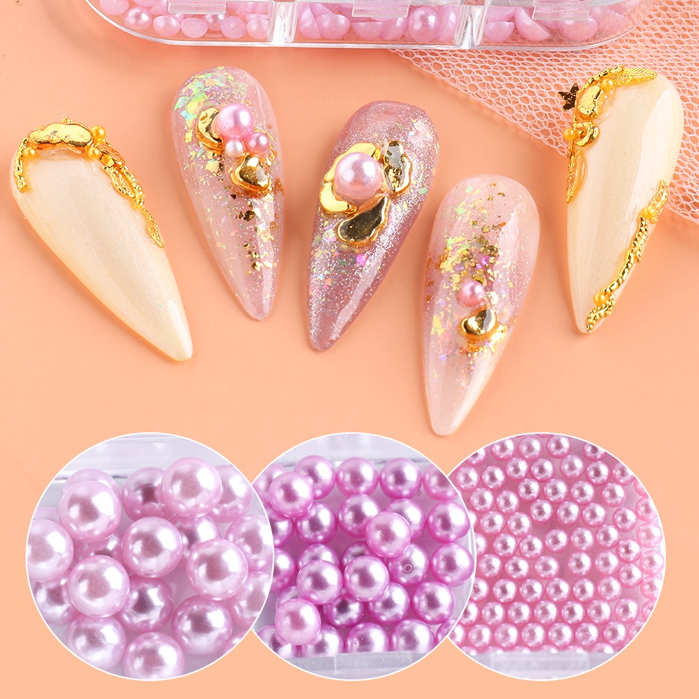 Hộp 6 Ngăn Đựng Hạt Ngọc Trai Đính Trang Trí Móng Tay Diy