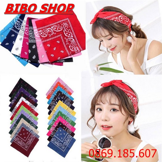 Khăn Turban Bandana Choàng Cổ, Đeo Tay, Đeo Túi Xách, Thắt Lưng, Búi Tóc, Đội Đầu Kích thước 55x 55cm