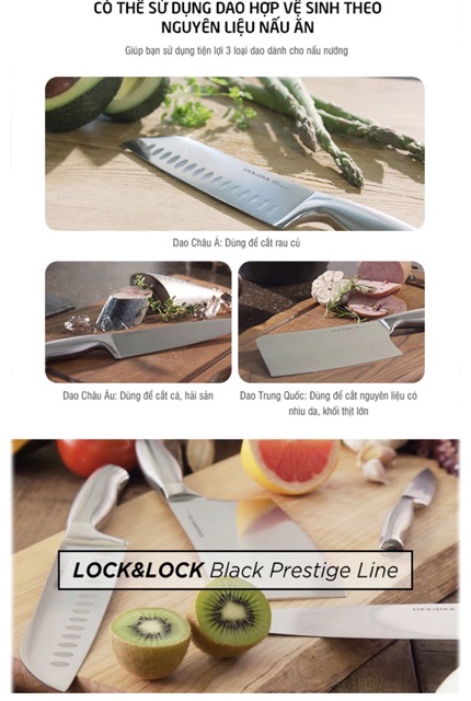 Bộ Dao 7 Món Lock&Lock CKK301 Đen - Hàng Chính Hãng