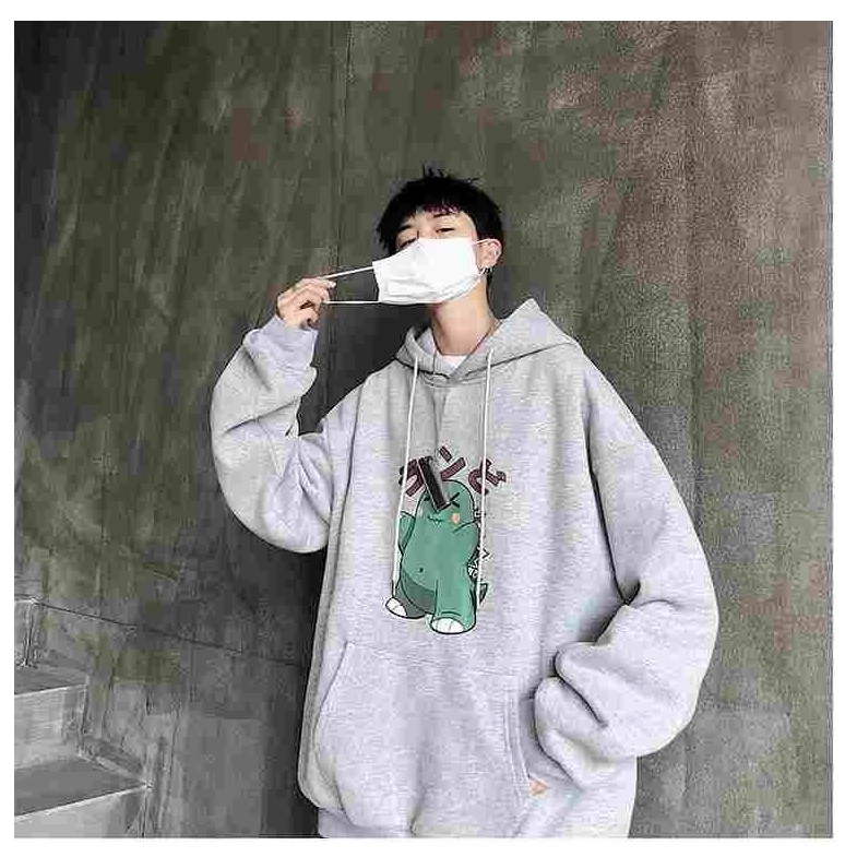 ÁO HOODIE NAM KHỦNG LONG 2 MÀU ĐEN XÁM | BigBuy360 - bigbuy360.vn