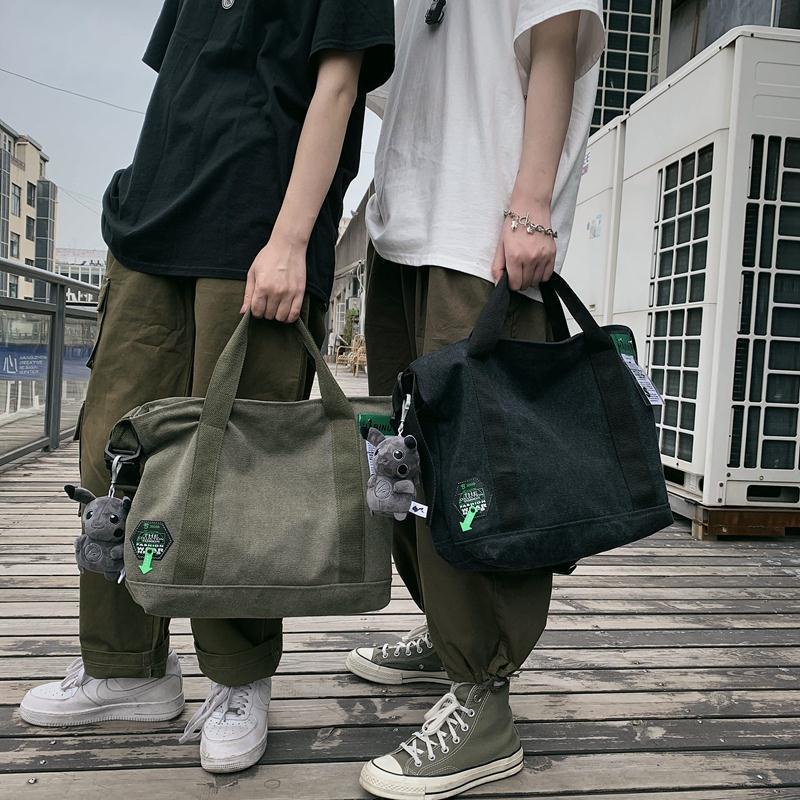 Túi Xách Đeo Vai Vải Bạt Thời Trang Đường Phố Hàn Quốc Dành Cho Nam Nữ