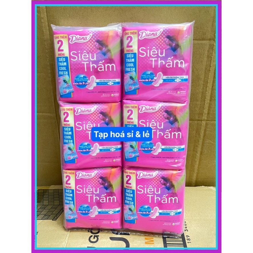 6 gói băng vệ sinh Diana Siêu Thấm Mỏng Có Cánh