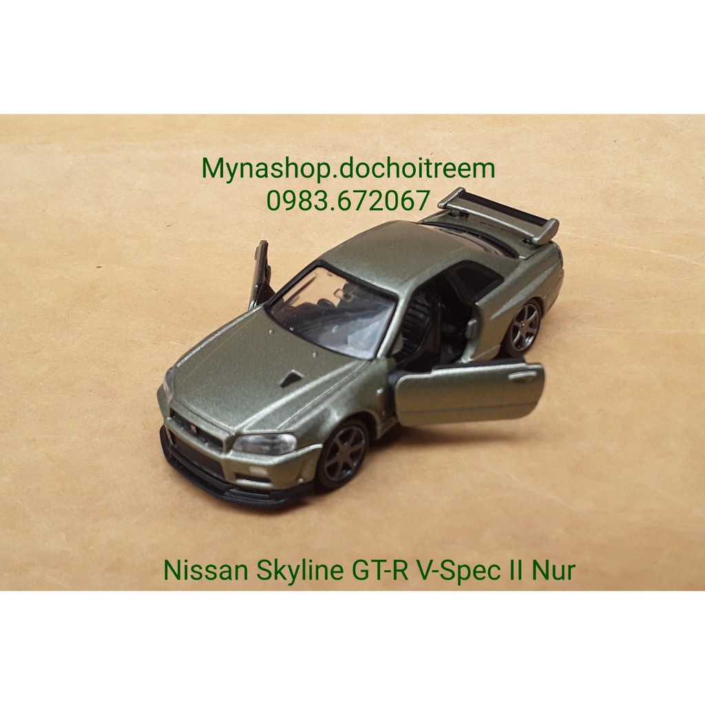 Đồ chơi mô hình xe tomica premium không hộp, Nissan Skyline GT-R V-spec II Nur - R34