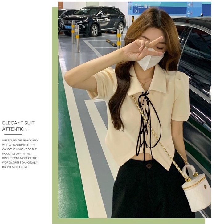 Áo polo Tay Ngắn Dáng Ôm Phong Cách Thời Trang Hàn Quốc Dành Cho Nữ