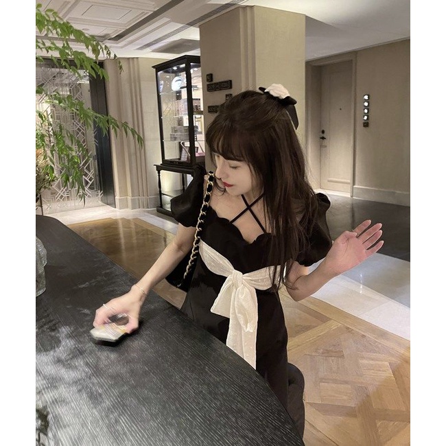 Đầm Đính Nơ Phong Cách Pháp Thời Trang Mùa Hè Thanh Lịch Dành Cho Nữ