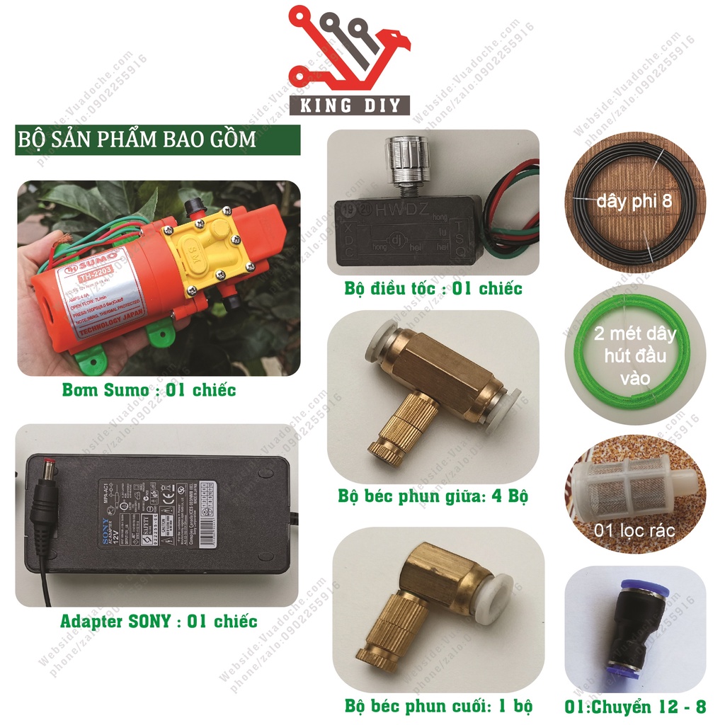 Máy bơm nước tăng áp 12v phun sương tưới cây mini công suất lớn