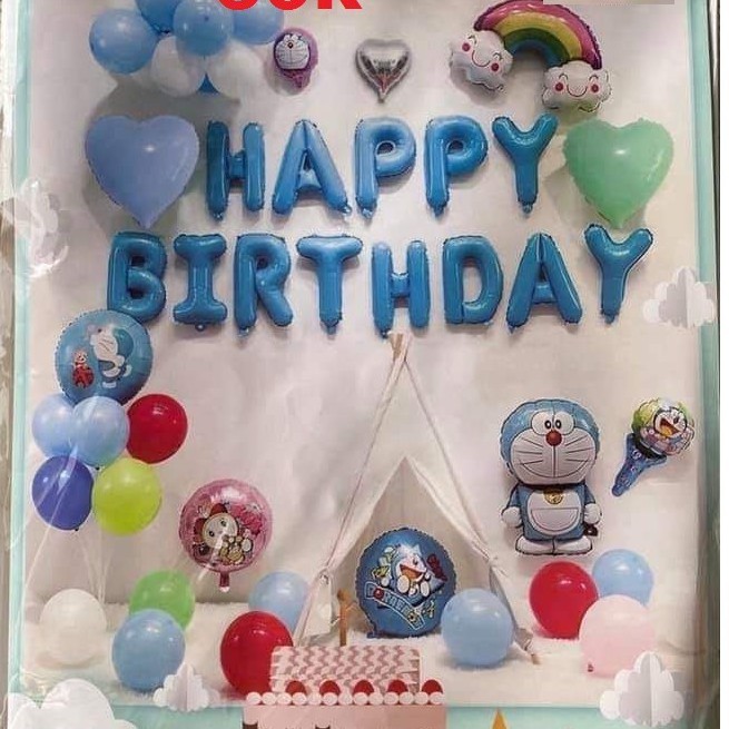 Bóng trang trí sinh nhật siêu nhân heo peppa doremon công chúa kitty cho bé trai và bé gái