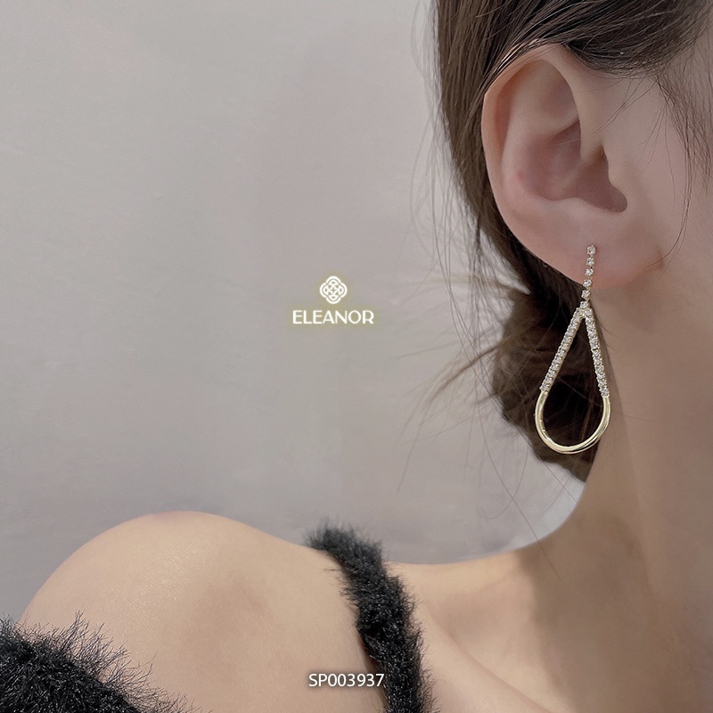 Bông tai nữ chuôi bạc 925 đính đá Eleanor Accessories hình giọt nước lớn phụ kiện trang sức 3937