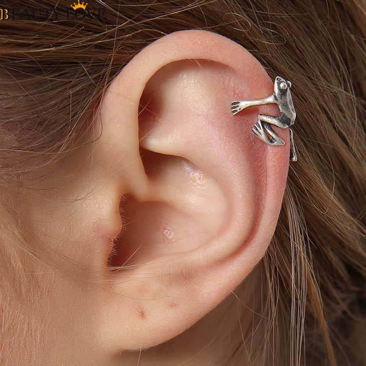 Khuyên Kẹp Sụn / Xỏ Sụn Tai / Kẹp Sụn Hình Ếch / Cây Bằng Thép Không Gỉ Cá Tính Đơn Giản Cho Nữ