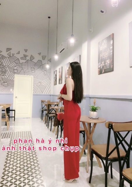 Jumpuits Hai Dây Bèo Quần Ống suông dài