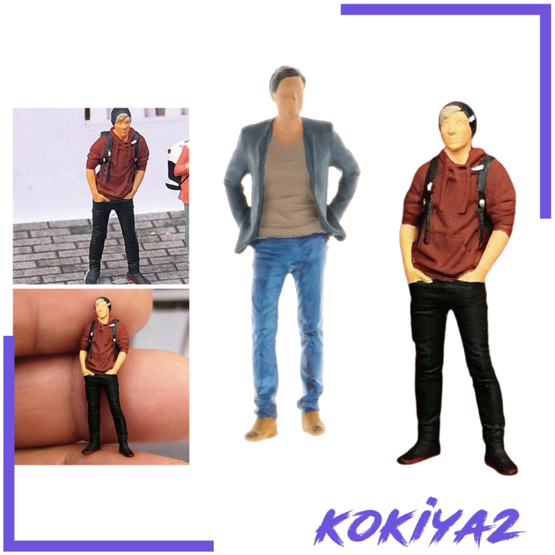 [KOKIYA2]2Pcs RM 1:64 Scale Resin Figures Backpacker Tourist Traveler Miniature Street