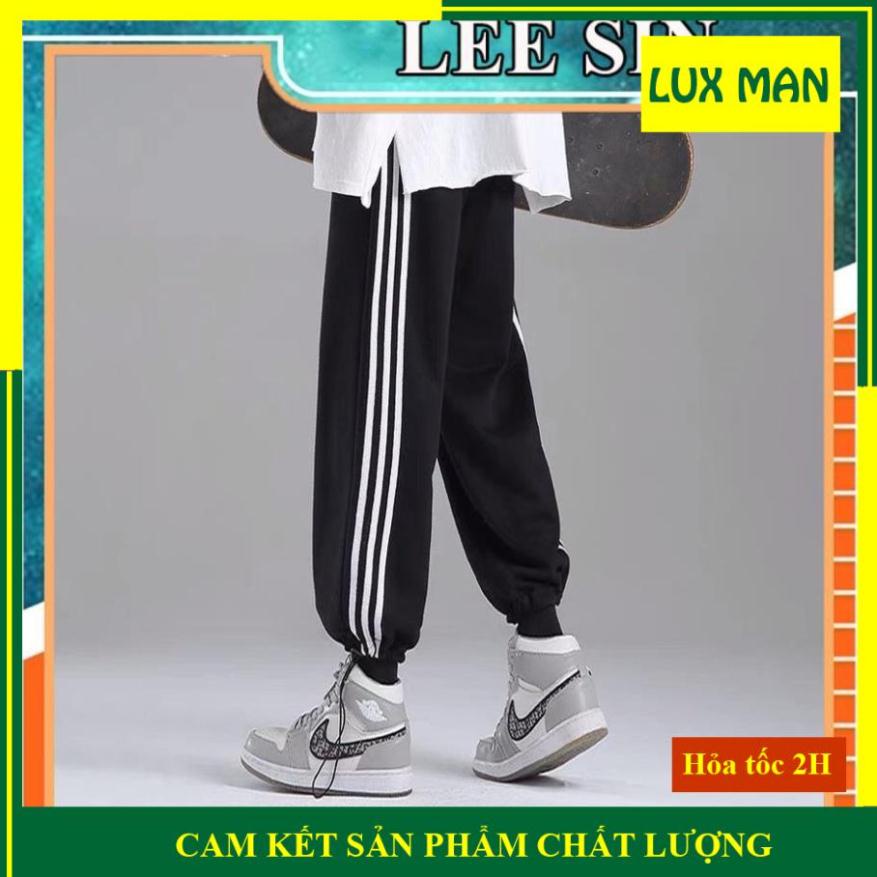 Quần jogger BÓ CHUN RÚT GẤU 3 SỌC thể thao unisex nam nữ ống rộng hiphop basic pants - Lee sin