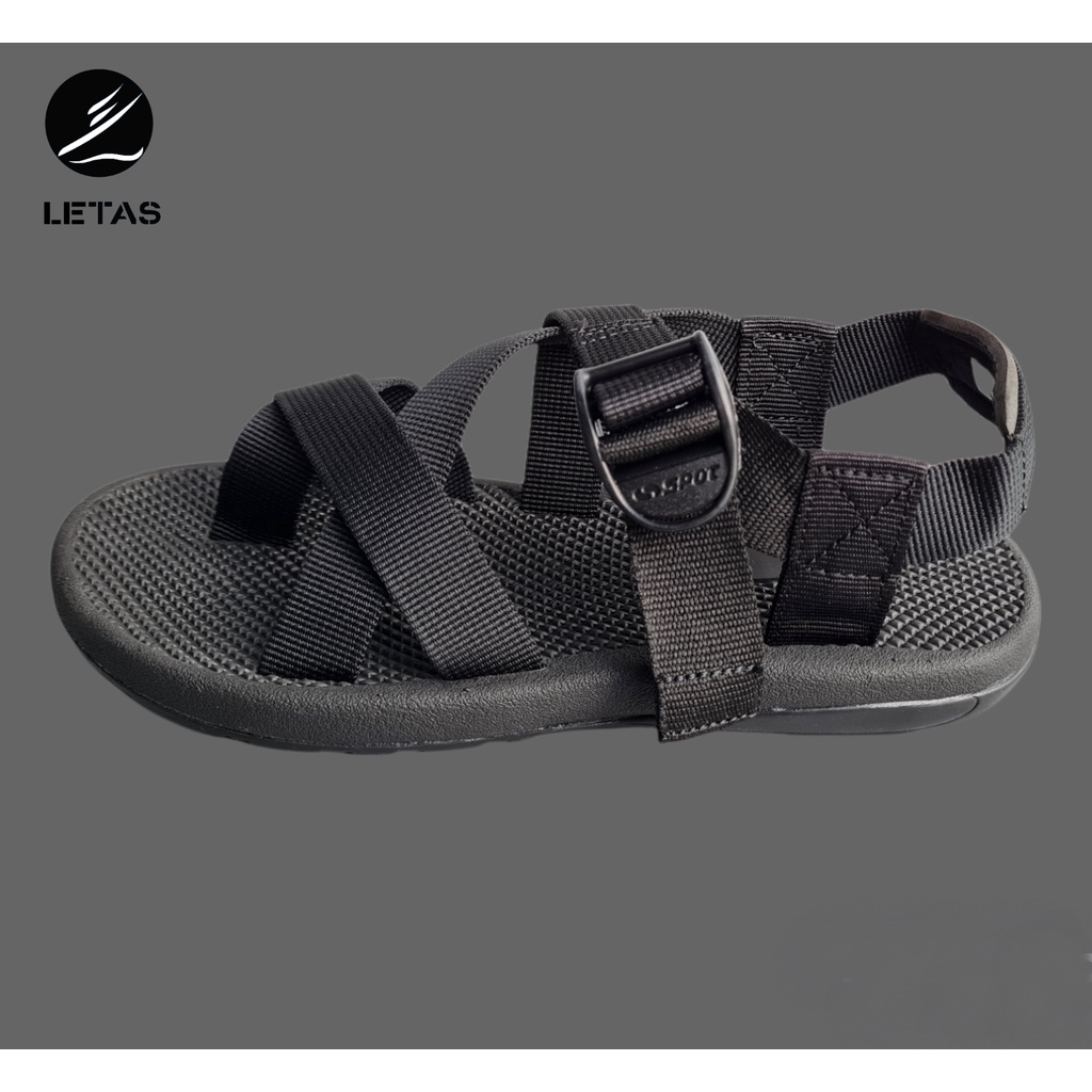 Sandal Unisex Quai Chéo Xỏ Ngón Letas LNV65 - Đen