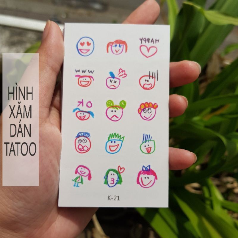 Hình xăm mini cartoon k21. Xăm dán tatoo mini tạm thời, size &lt;10x6cm