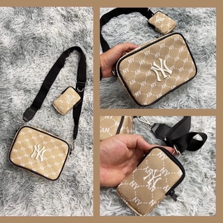 Túi đeo chéo kèm tui mini hoa tiết N.Y JQD Brown ( xuất dư)