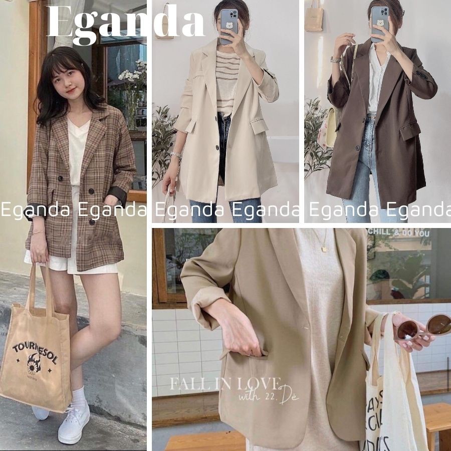 Áo blazer 2 lớp - Áo blazer trơn/kẻ 2 lớp đủ màu đen, be, nâu