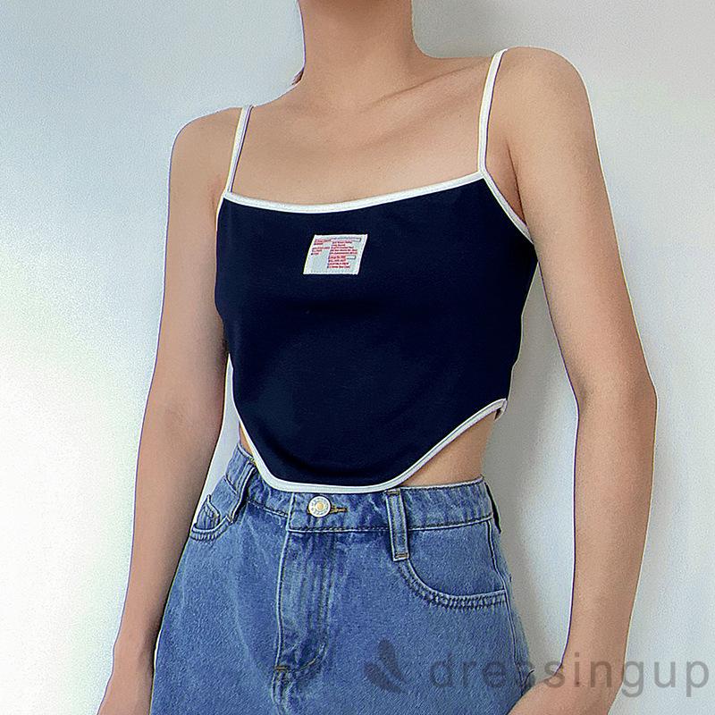 Áo Lửng Hai Dây Hở Lưng In Chữ Thời Trang Cho Nữ