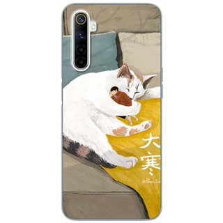 Ốp lưng Realme 6, 6 Pro, 6i in hình Mèo trắng ôm ngủ