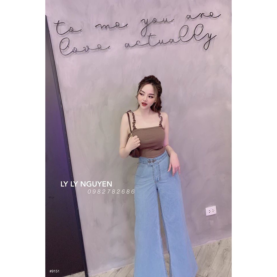 ÁO 2 DÂY BÈO CROPTOP NÂU HOT