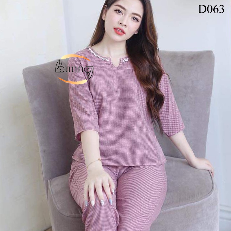 QUẦN ÁO NỮ MẶC NHÀ TAY DÀI QUẦN DÀI, CỔ V KIỂU DÁNG NHẸ NHÀNG CHẤT LIỆU KATE HÀN MỀM MÁT