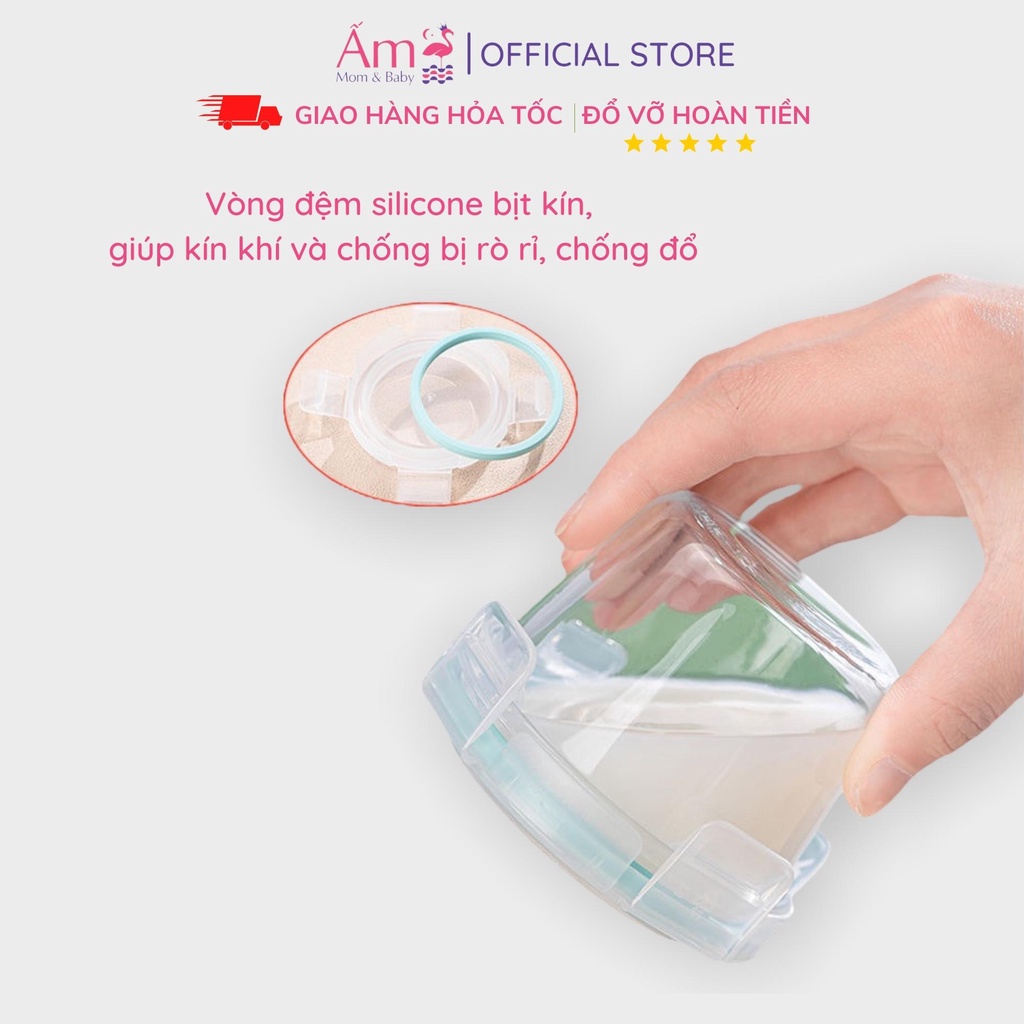 Hộp Trữ Đông Thủy Tinh Đựng Đồ Ăn Dặm Cho Bé Ấm Baby Dung Tích 150ml Ấm Gift Decor